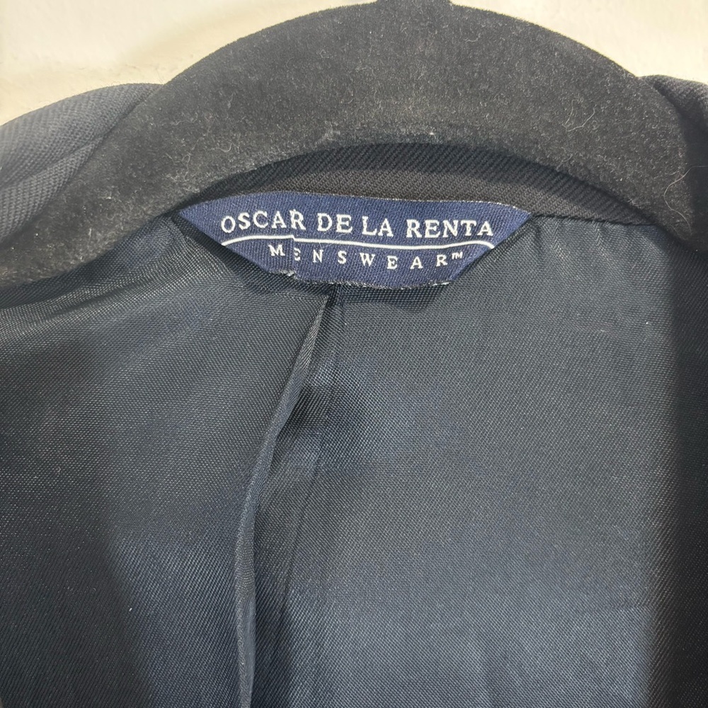Vintage Oscar De La Renta Elegant Black Pure Virgin Wool Blazer Jacket Size 46R - Picture 3 of 13